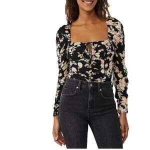 Free People NWT Hilary Print Keyhole Neck Top with stretchy back.